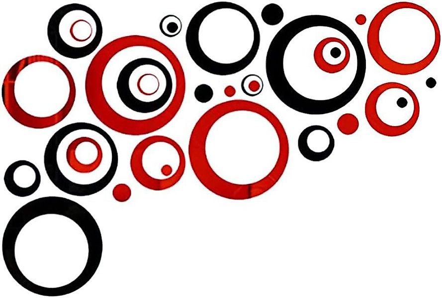 Coonoor 3D-Wandtattoo 24 Stück Spiegel Wandaufkleber Kreise Rund Wandsticke günstig online kaufen