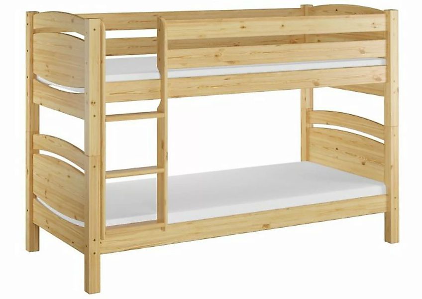 Erst-Holz® Stockbett 90x200 Kiefer massiv mit Rollrost und Matratzen natur günstig online kaufen