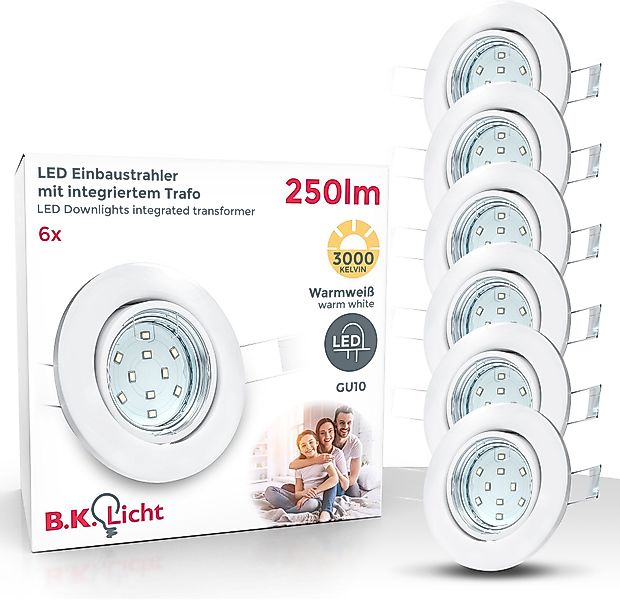 B.K.Licht LED Einbauleuchte 6er Set Einbaustrahler, günstig online kaufen