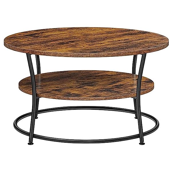 Songmics Couchtisch Barnet mit Ablage Rund Braun-Schwarz günstig online kaufen