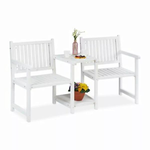 relaxdays Gartenbank mit Tisch weiß günstig online kaufen