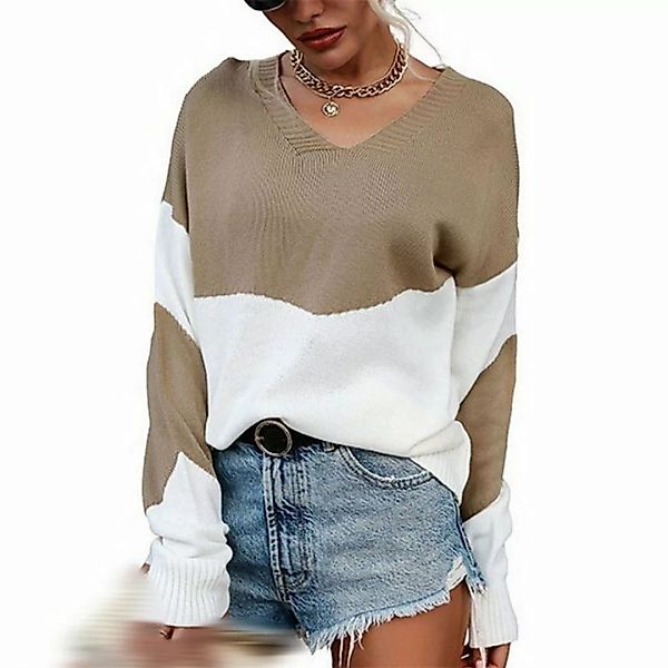 AFAZ New Trading UG Strickpullover Damen Modisch Langarm-Pullover mit V-Aus günstig online kaufen