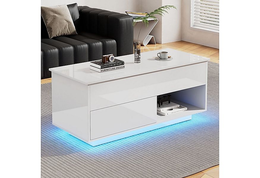 STILVORA Couchtisch Hebbarer Wohnezimmertisch mit LED,Beistelltisch mit Sta günstig online kaufen