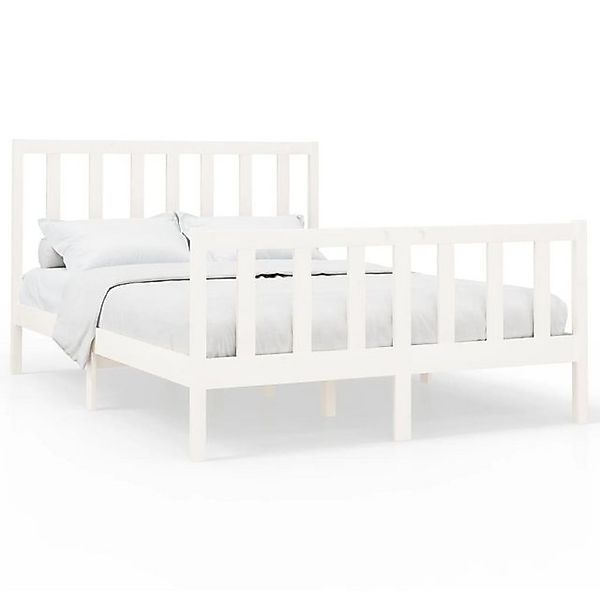 vidaXL Bettgestell Massivholzbett Weiß Kiefer 140x200 cm Bett Bettgestell B günstig online kaufen