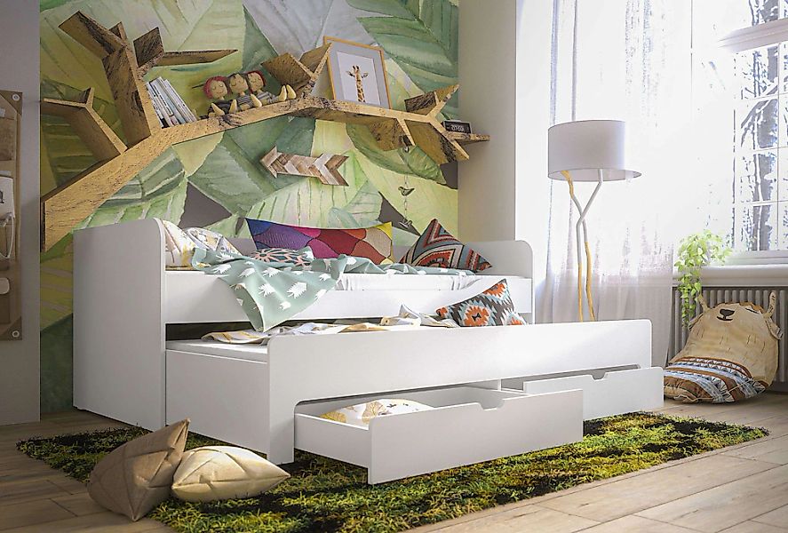 Home affaire Jugendbett "Bett Tulsa mit zusätzlicher ausziehbarer Schlafflä günstig online kaufen