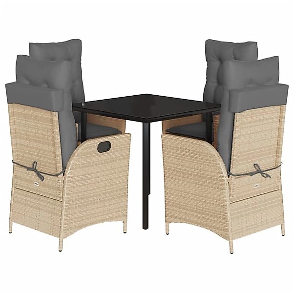 vidaXL 5-Tlg Garten-Essgruppe mit Kissen Beige Poly Rattan 3213265 günstig online kaufen