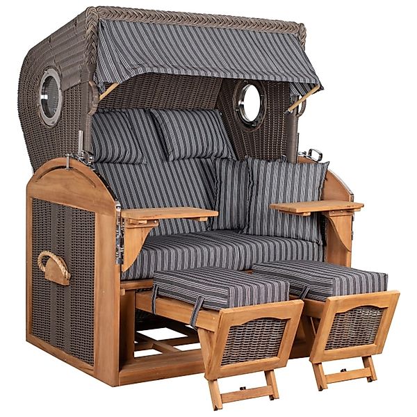 GarWoh Strandkorb Horum XL Teak PE Grey Dessin 500 günstig online kaufen