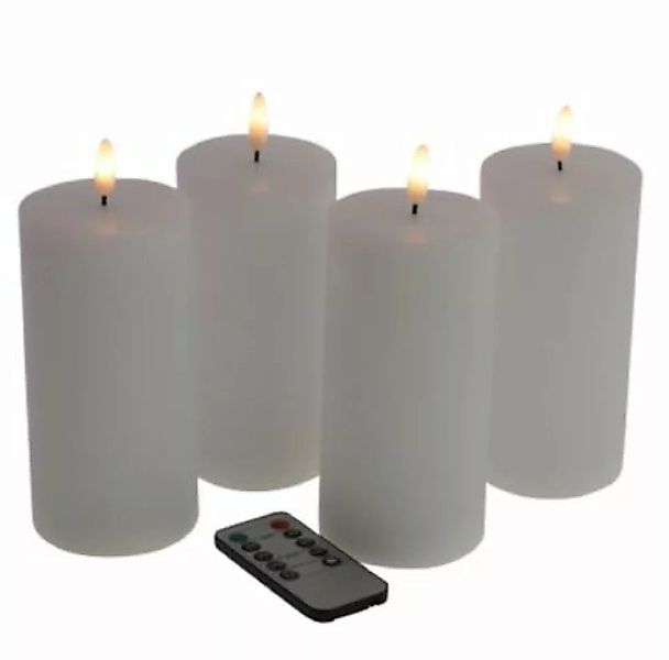 Werner Voss 4 Set LED Stumpen Kerzen weiß Deko Fernbedienung Echtwachs Kerz günstig online kaufen