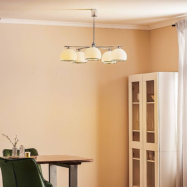 Hängeleuchte Mina, fünfflammig, chromfarben, Metall/Glas günstig online kaufen