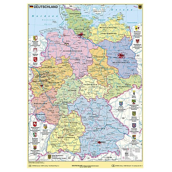 STIEFEL Poster Deutschland politisch mit Bundesländerwappen günstig online kaufen