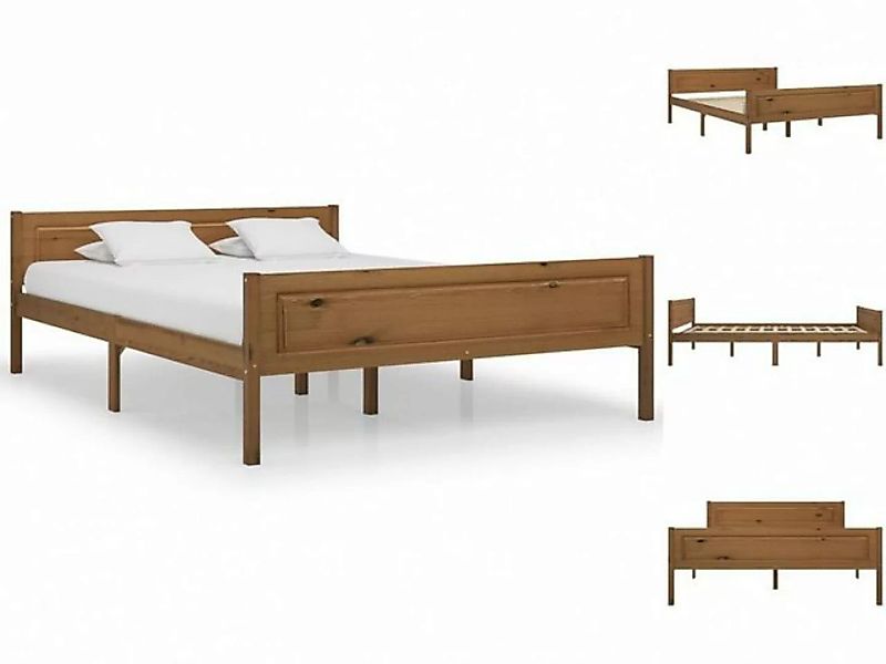 vidaXL Bettgestell Massivholzbett Kiefer Honigbraun 140x200 cm Bett Bettrah günstig online kaufen