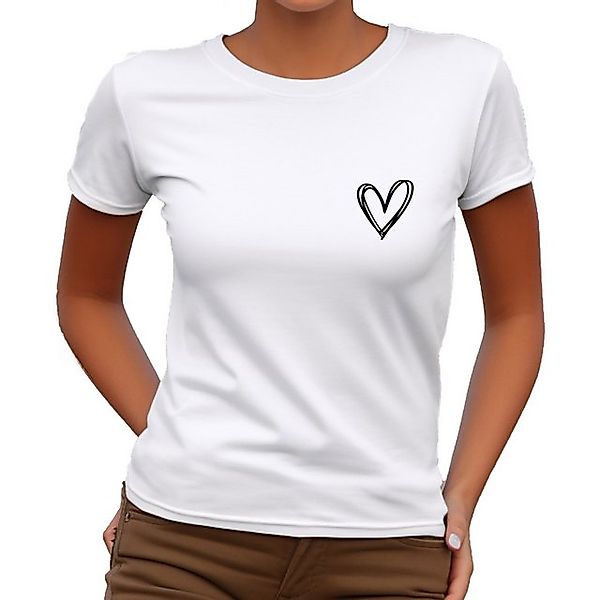 Banco T-Shirt Damen Kurzarm Love Liebe Herz Unifarben Premium T-Shirt günstig online kaufen