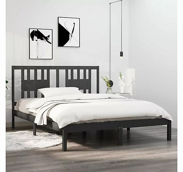 furnicato Bett Massivholzbett Grau Kiefer 160x200 cm günstig online kaufen