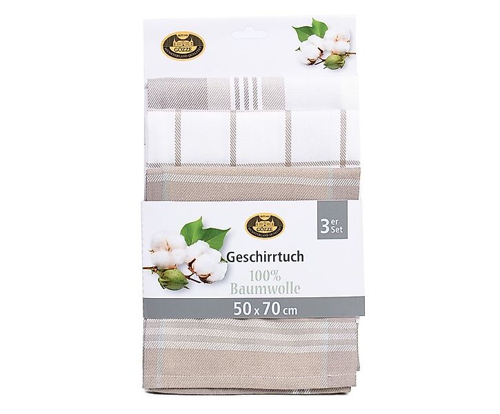 Gözze Geschirrtuch GÖZZE Geschirrtuch-Set KARO stein günstig online kaufen