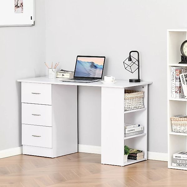 HOMCOM Schreibtisch Computertisch Bürotisch Arbeitstisch Regal mit 3 Schubl günstig online kaufen