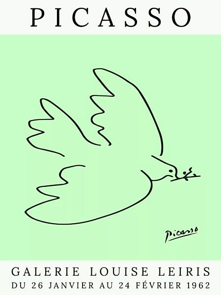 Poster / Leinwandbild - Picasso Taube – Grün günstig online kaufen