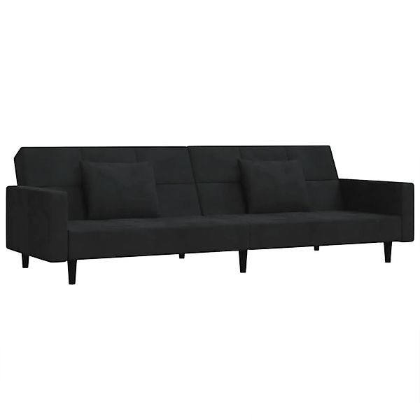vidaXL Schlafsofa 2-Sitzer mit 2 Kissen Schwarz Samt 375821 günstig online kaufen