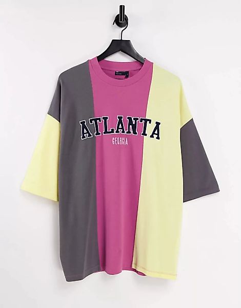 ASOS DESIGN – Oversize-T-Shirt im College-Blockfarbendesign mit Cityprint-M günstig online kaufen