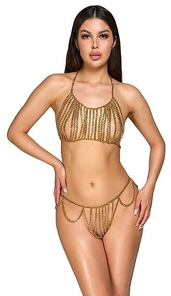 Cottelli Collection Set: Bügelloser BH BH und String aus Ketten - gold (2-t günstig online kaufen