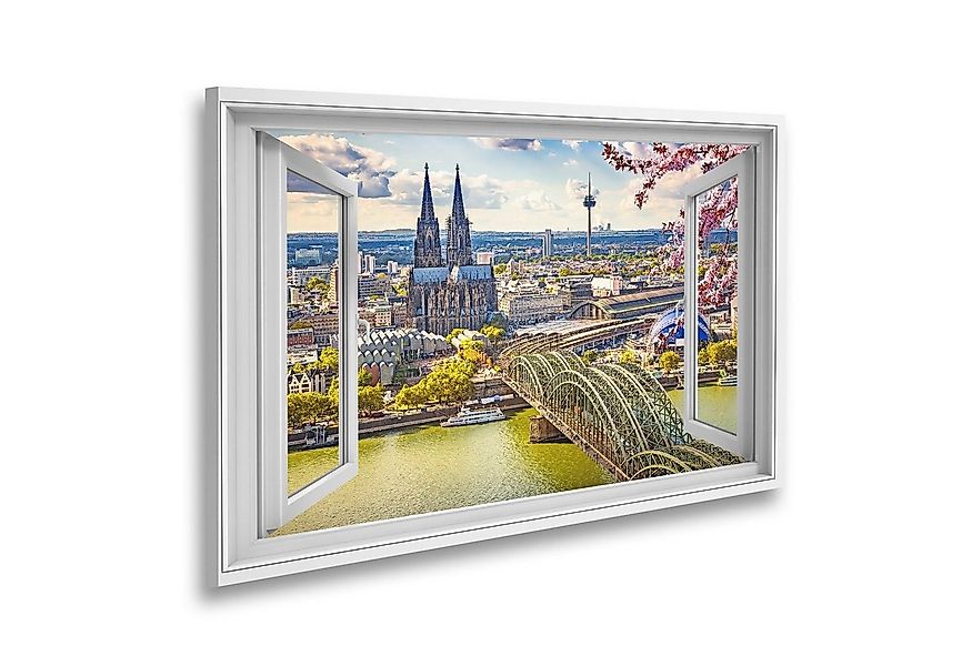 islandburner Leinwandbild Fensterblick Luftaufnahme von Köln im Frühling De günstig online kaufen