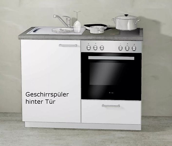 Miniküche MANKAMINI 17 (Höhe XXL) Alpinweiß, 120 cm mit Herd/Kochfeld/Gesch günstig online kaufen