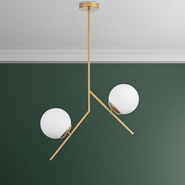 Hängeleuchte Dolunay, 43 cm lang, 2-flammig, goldfarben, E27 günstig online kaufen