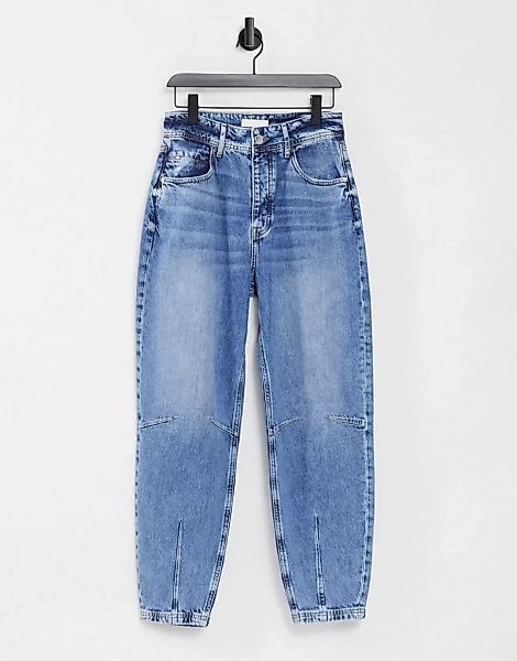 River Island – Schmal zulaufende Retro-Jeans in authentischem Mittelblau günstig online kaufen