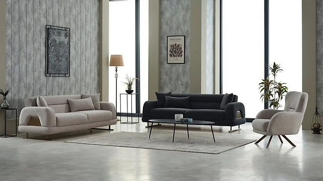 JVmoebel Sofa Komplette Couchgarnitur Polstersofa Sofa Stoff Sessel 3tlg Be günstig online kaufen