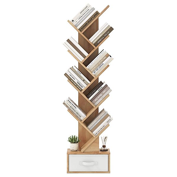 COSTWAY Bücherregal, 8-stöckig, mit Schublade, Baumform, günstig online kaufen