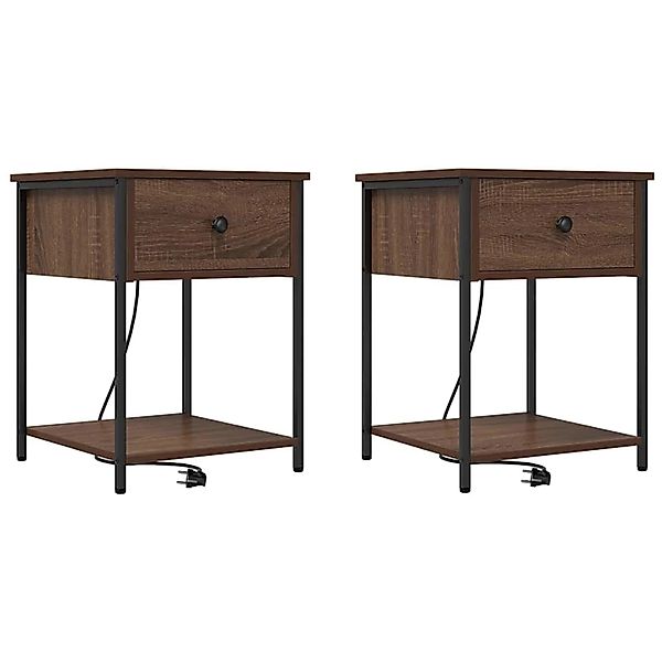 vidaXL Nachttisch 2 Stk Braune Eiche 42 x 41 x 56 cm Holzwerkstoff 859429 günstig online kaufen
