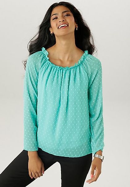 Aniston SELECTED Schlupfbluse mit weiten Ausschnitt und elastischen Gummi - günstig online kaufen