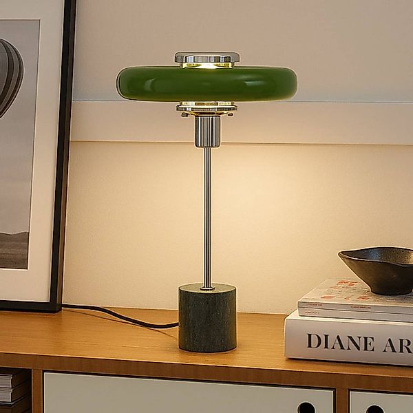 Lindby Tischleuchte Branford, Retro, grün, Metall/Marmor günstig online kaufen