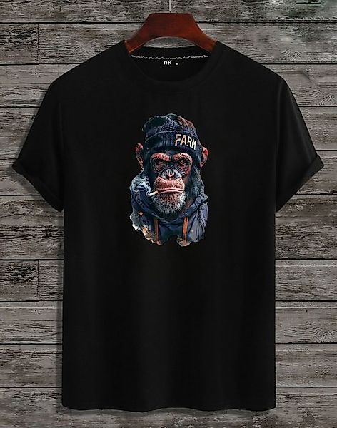 RMK T-Shirt T-Shirt Herren T-Shirt Basic Rundhals Affe Smoke Zigarette Cool günstig online kaufen