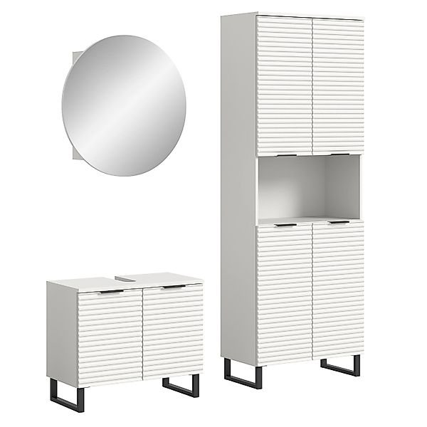 Badkombination Riff m. Hochschrank Weiß Nachbildung 155 cm 3-tlg. günstig online kaufen