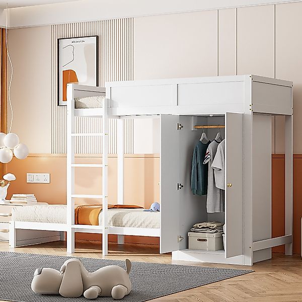 STILVORA Etagenbett 90×200 Jugendbett mit Schrank günstig online kaufen