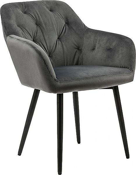 SalesFever Esszimmerstuhl, Samtvelours, Stilvoll mit eleganter Knopfheftung günstig online kaufen