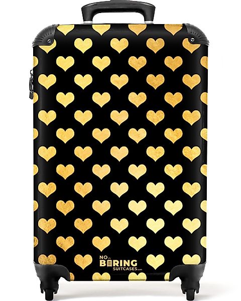NoBoringSuitcases.com© Hartschalen-Trolley Goldene Herzen auf schwarzem günstig online kaufen