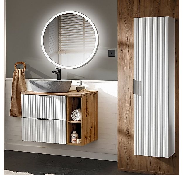 Lomadox Badmöbel-Set ADELAIDE-56-WHITE, (Spar-Set, 3-St), mit LED-Spiegel u günstig online kaufen