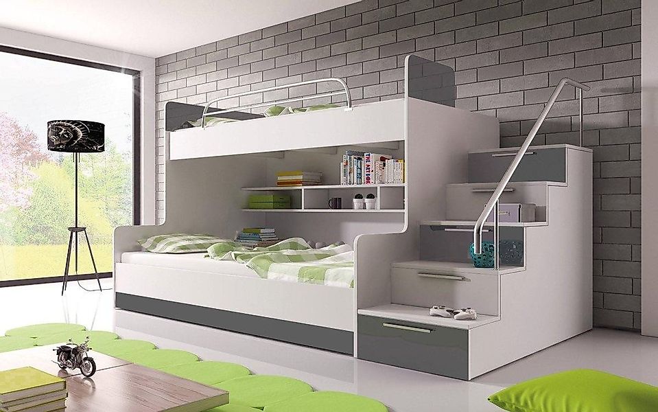 Luxusbetten24 Hochbett Kinderhochbett Heaven zwei Betten, Fächer und Schubl günstig online kaufen