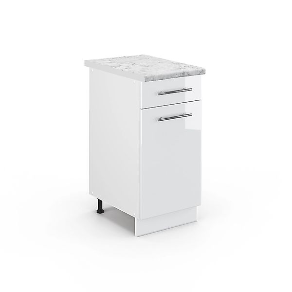 Vicco Unterschrank Fame-Line, Weiß Hochglanz/Weiß, 40 cm ohne Arbeitsplatte günstig online kaufen