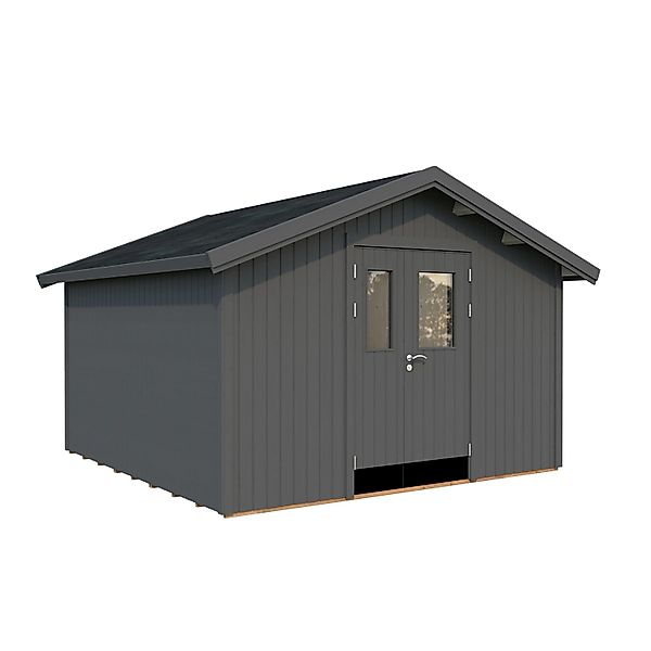 Palmako Gerätehaus Lucas 348 x 354 cm Lackiert Dunkelgrau FSC® günstig online kaufen