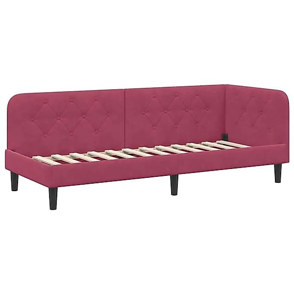 vidaXL Eckbettgestell mit Kopfteil Weinrot 80 x 200 cm Samt 42016590 günstig online kaufen