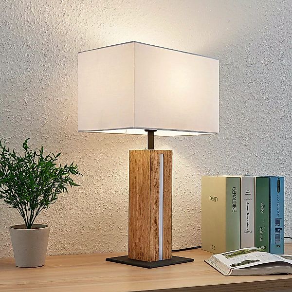 Lindby Tischleuchte Garry, 2-flg., weiß, Holz, 53 cm, E27 günstig online kaufen