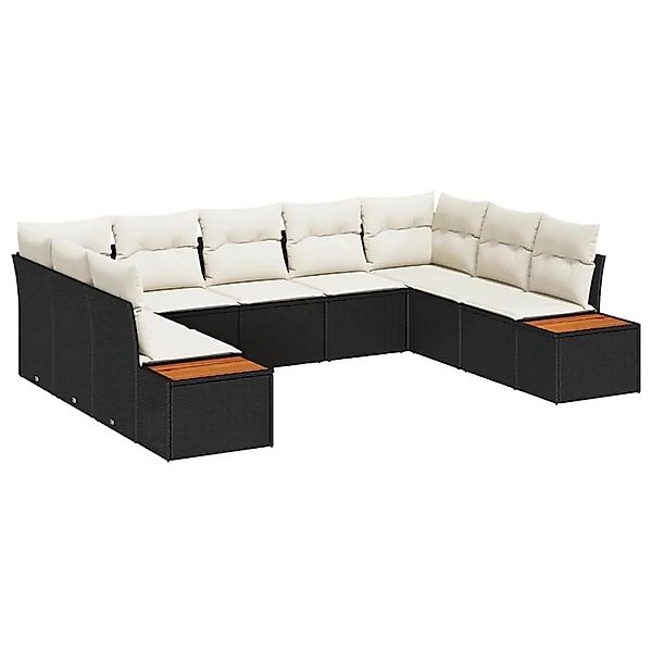 vidaXL Gartensofa-Set mit Kissen 5 Stk Schwarz und Creme Polyrattan 3356832 günstig online kaufen