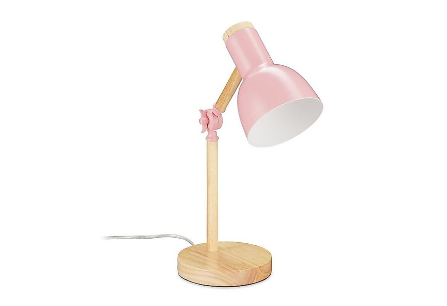 relaxdays Schreibtischlampe Holz verstellbar, Rosa günstig online kaufen