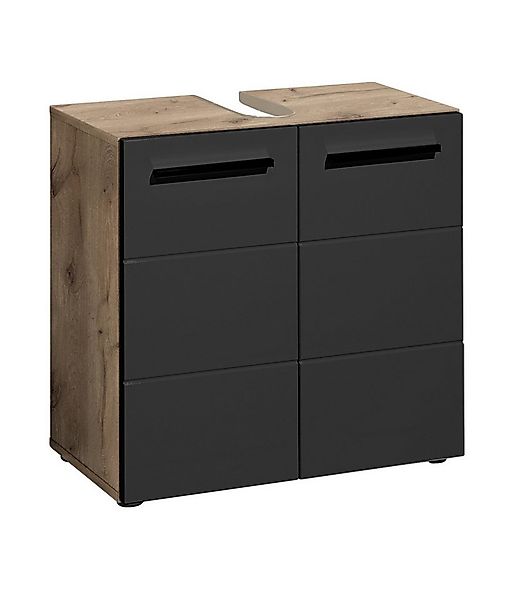 PREISBRECHER Waschbeckenunterschrank Vista 2 Türen, 1 Boden, schwarz / viki günstig online kaufen