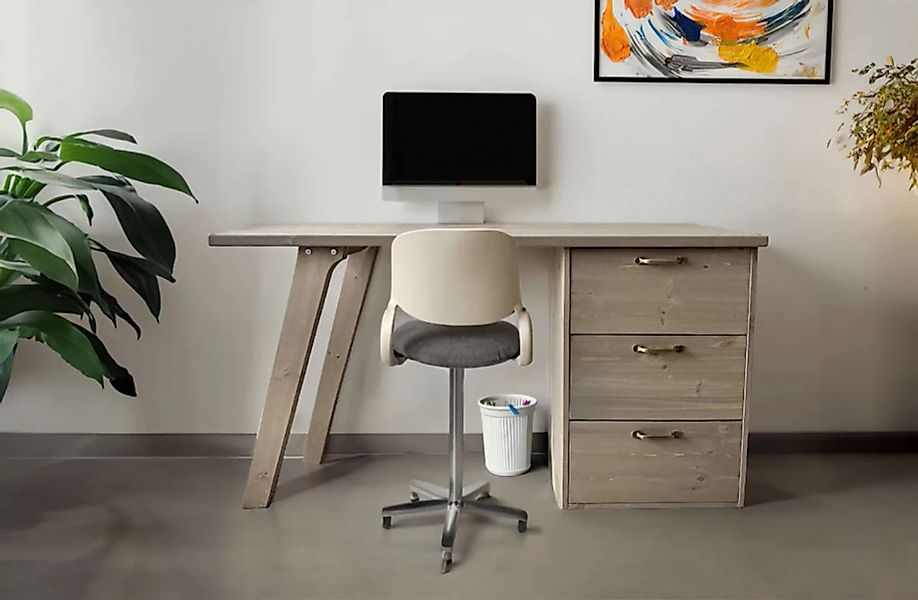 Home affaire Schreibtisch "APSEL", zertifiziertes Massivholz, 3 Schubladen, günstig online kaufen