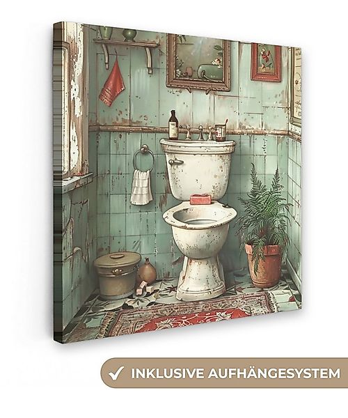 OneMillionCanvasses® Leinwandbild Weinlese - Toilette - Illustration, Fotod günstig online kaufen