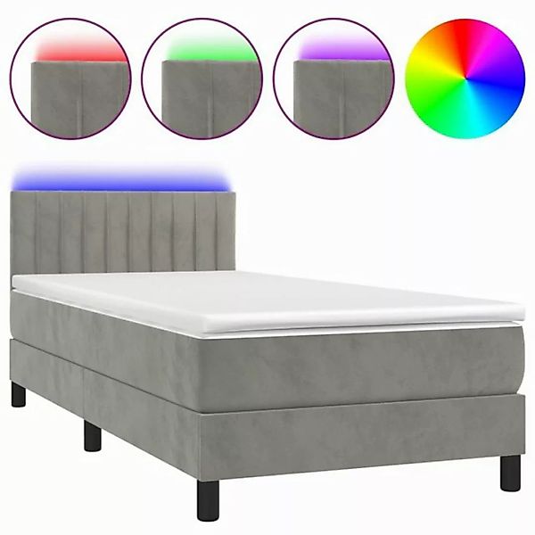 vidaXL Boxspringbett Boxspringbett mit Matratze LED Hellgrau 100x200 cm Sam günstig online kaufen