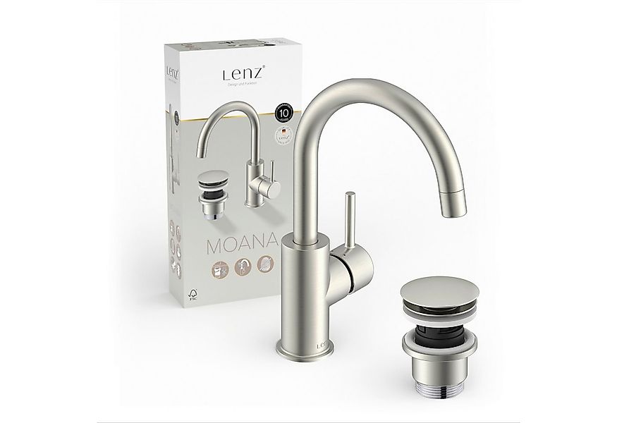 Lenz Waschtischarmatur MOANA (Armatur mit Pop-Up-Ventil) Anti-Fingerabdruck günstig online kaufen